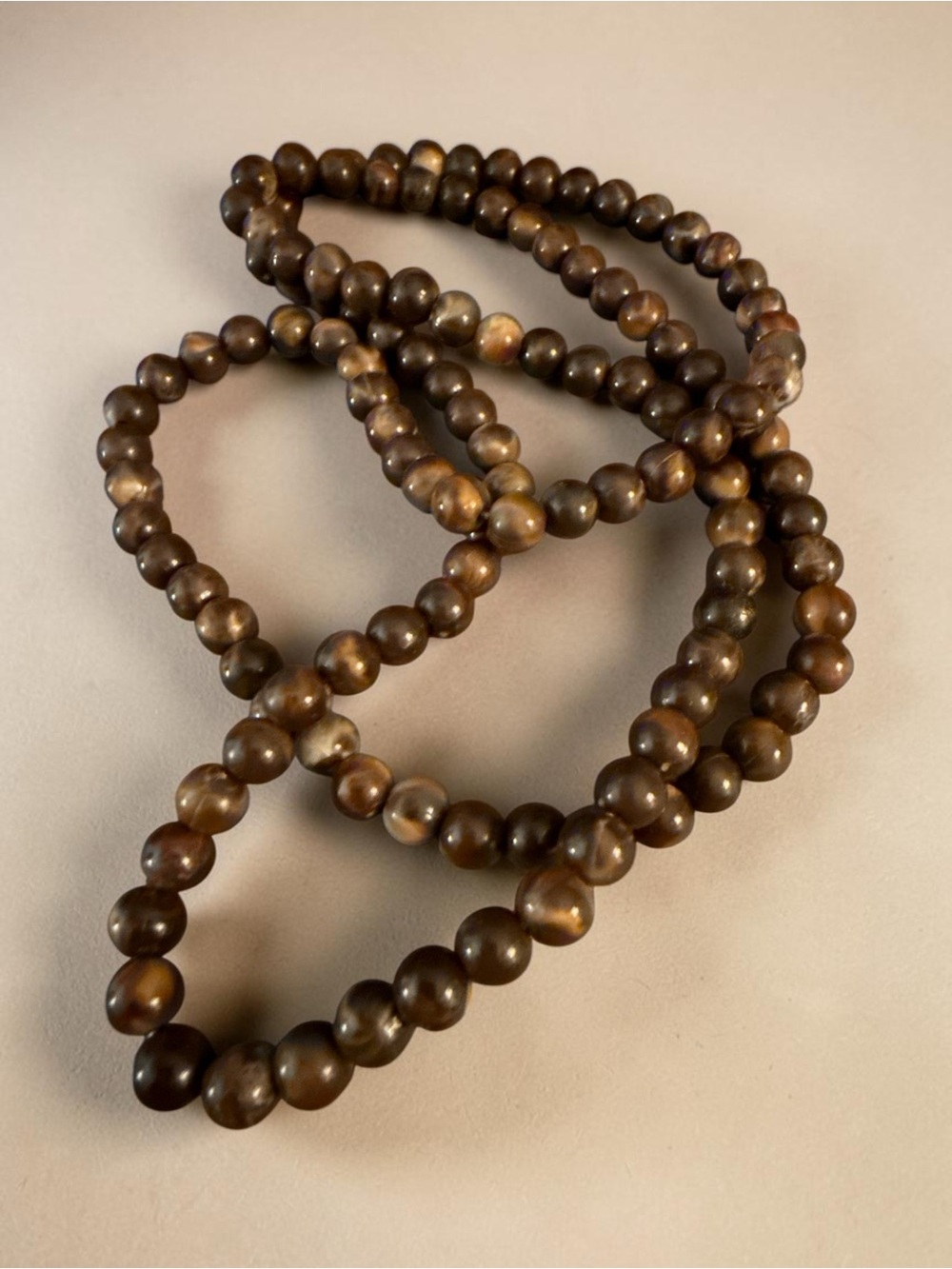 Vintage 34" Brown Marbled Bead
Necklace | Lightweight Round Beads